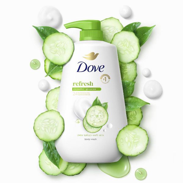 Dove Beauty Refresh Body Wash Pump - Cucumber & Green Tea 24hr Lotion-Soft Skin - 30.6 fl oz