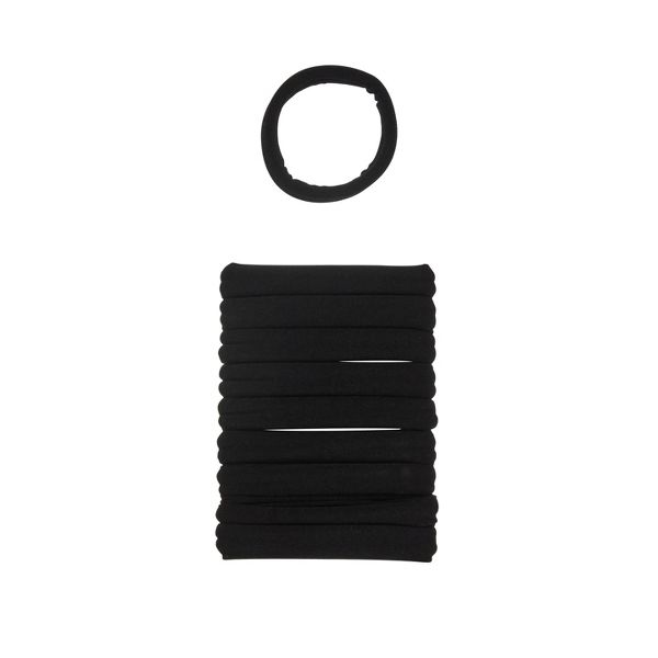 scünci No Damage Super Comfy Hosiery Elastic Hair Tie Ponytailers - Black - Thick Hair - 10pcs