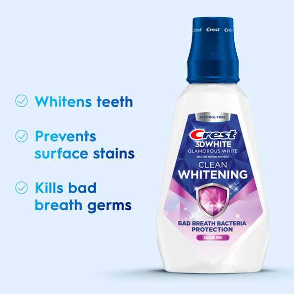 Crest 3D White Glamorous White Alcohol Free Multi-Care Whitening Mouthwash - 946 ml