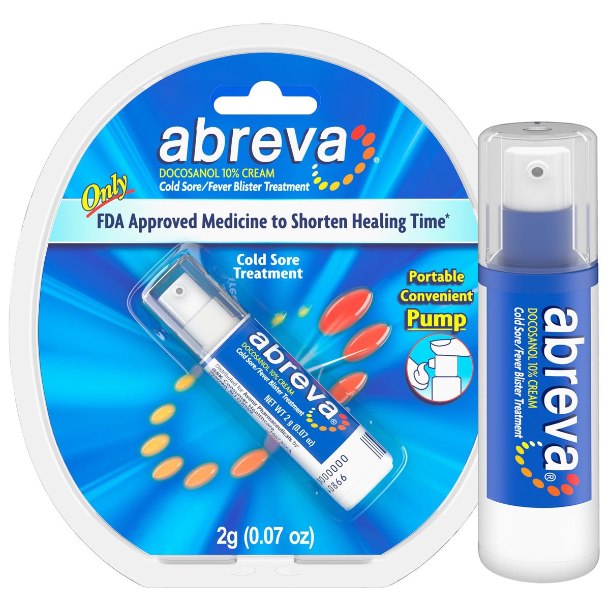 Abreva Docosanol 10% Cream Cold Sore/Fever Blister Treatment Pump - 0.07oz