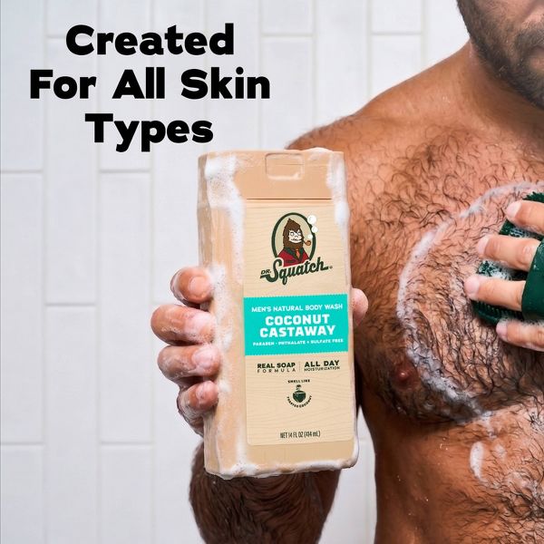 DR. SQUATCH Men's Natural Non-Exfoliating Body Wash - Coconut Castaway - 14 fl oz