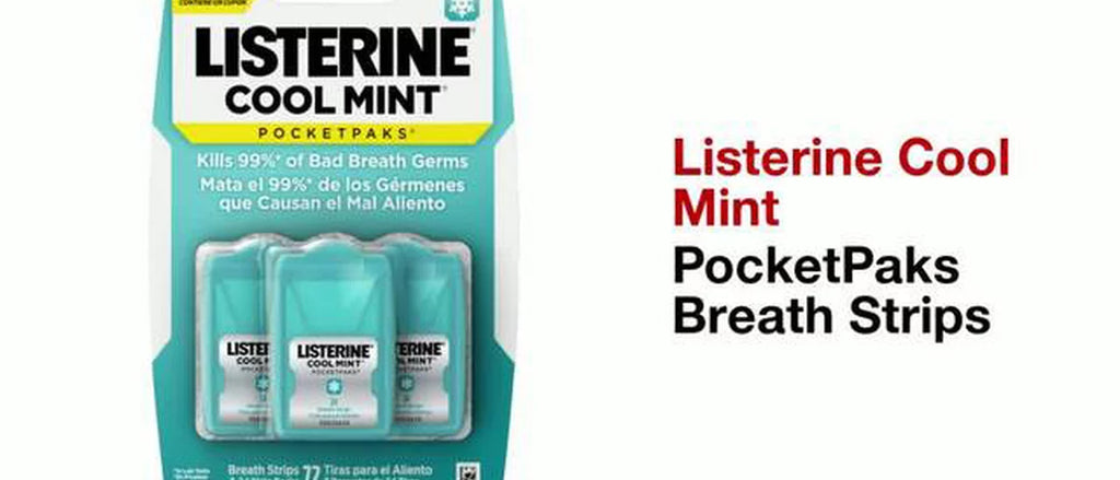 Listerine Cool Mint PocketPaks Portable Fresh Breath Strips - Cool Mint - 24-Strip Pack - 3 Pack