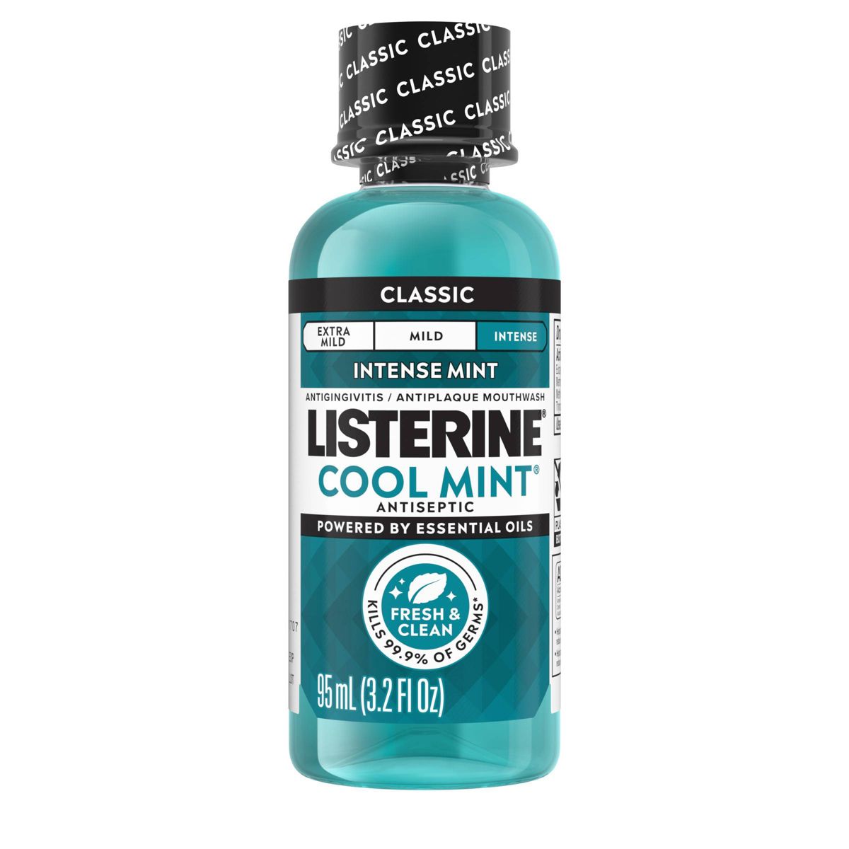 Listerine Antiseptic Intense Mouthwash for Bad Breath - Cool Mint - Travel Size - 3.2oz