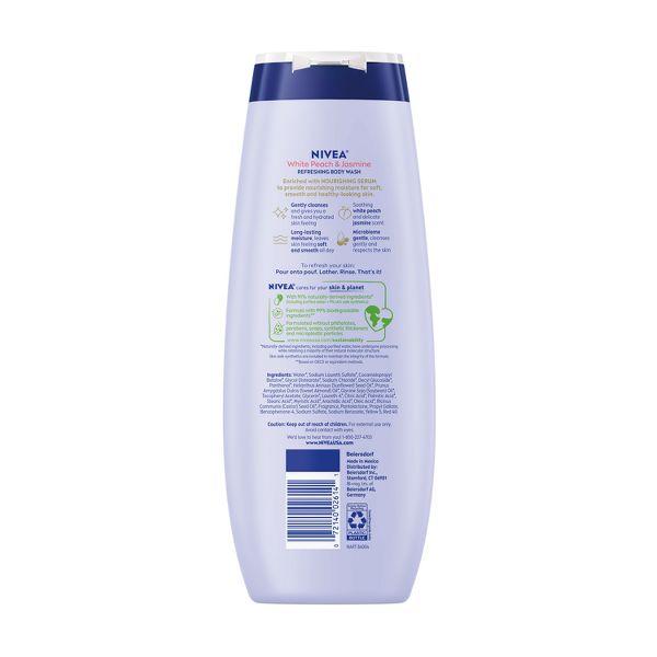 Nivea White Peach and Jasmine Refreshing Body Wash for Dry Skin - 20 fl oz