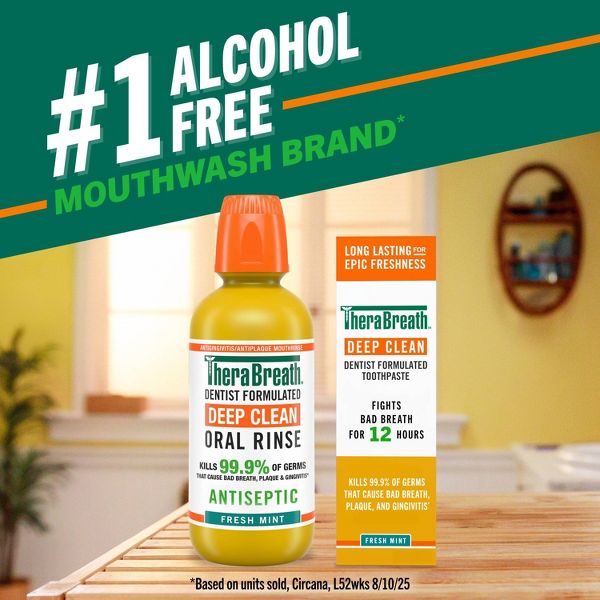 TheraBreath 4oz Deep Clean Toothpaste + 16 fl oz Fresh Mint Deep Clean Mouthwash