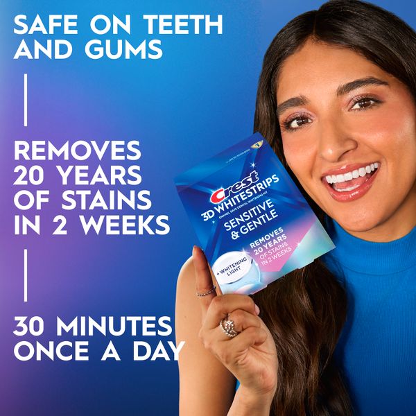 Crest 3DWhitestrips Sensitive + LED Light At-Home Teeth Whitening Kit - 14 Treatments