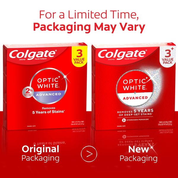 Colgate Optic White Advanced Icy Fresh Teeth Whitening Toothpaste - 3.2oz/3pk