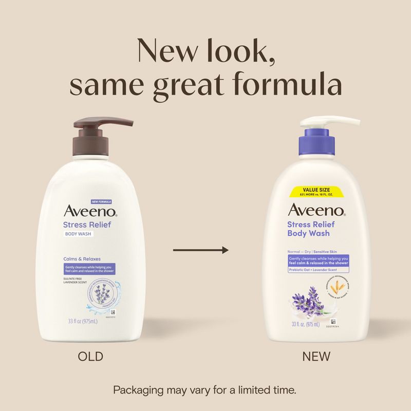 Aveeno Stress Relief Body Wash with Lavender & Chamomile, 33oz