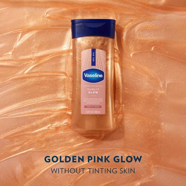 Vaseline Glazed & Glisten Vanilla Cocoa Shimmering Gel Body Oil - Sunlit Glow - 6.8 fl oz