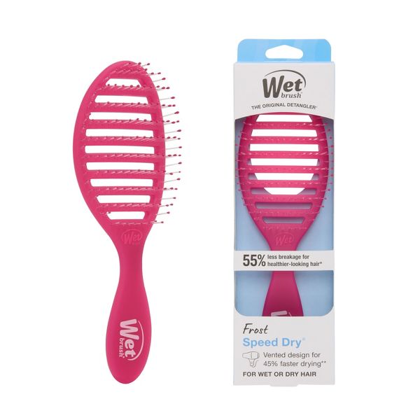 Wet Brush Speed Dry Detangler Hair Brush for Quick Heat Drying Styles - Frost Pink