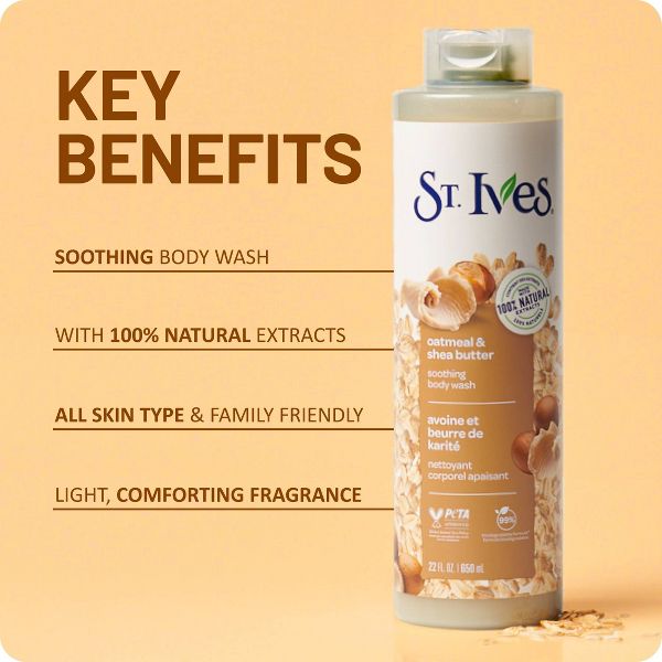 St. Ives Oatmeal & Shea Butter Plant-Based Natural Body Wash Soap - 22 fl oz