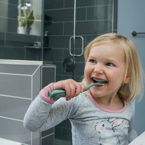 Dr. Brown's Toddler Toothbrush with Soft Bristles - Green & Orange Dinosaur - 2-Pack - 1-4 years - Soft