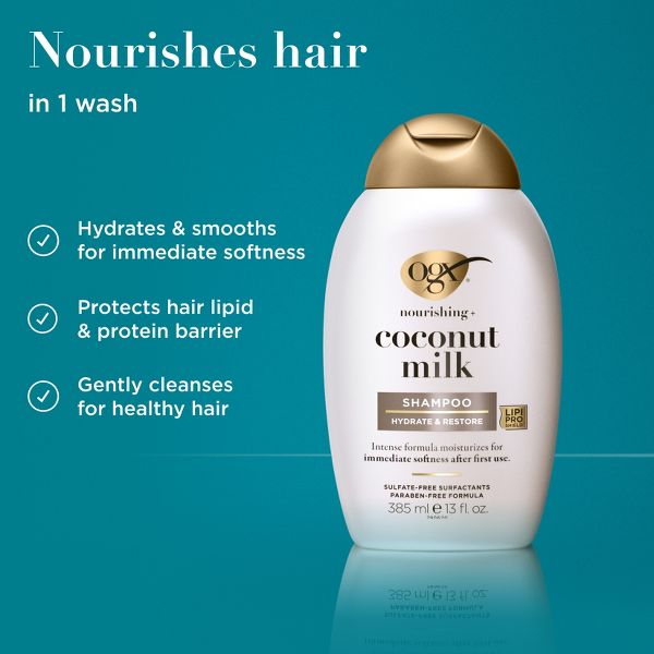 OGX Nourishing + Coconut Milk Shampoo for Strong & Healthy Hair - 13 fl oz