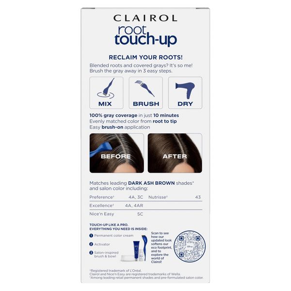 Clairol Root Touch-Up Permanent Hair Color - 4 Dark Brown Hair Dye Kit