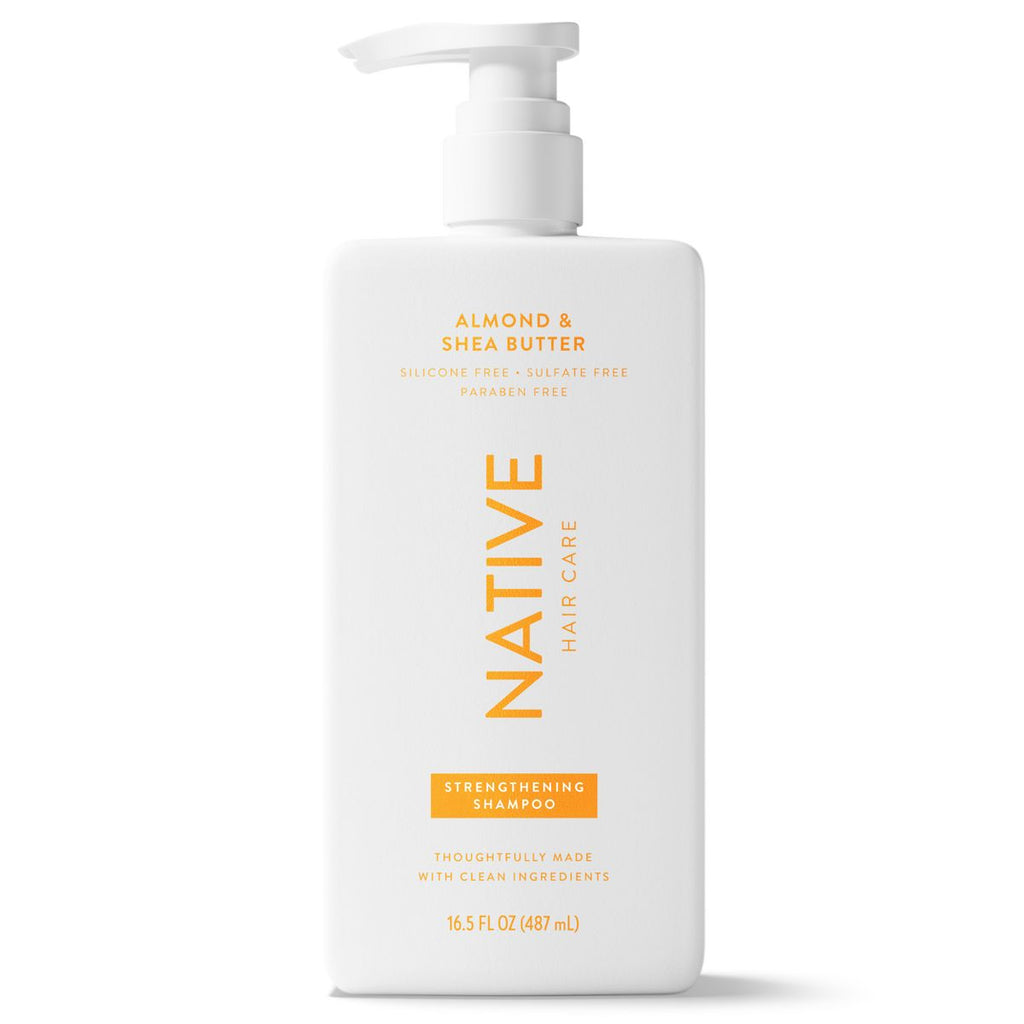 Native Vegan Strengthening Shampoo with Almond & Shea Butter, Clean, Sulfate, Paraben and Silicone Free - 16.5 fl oz