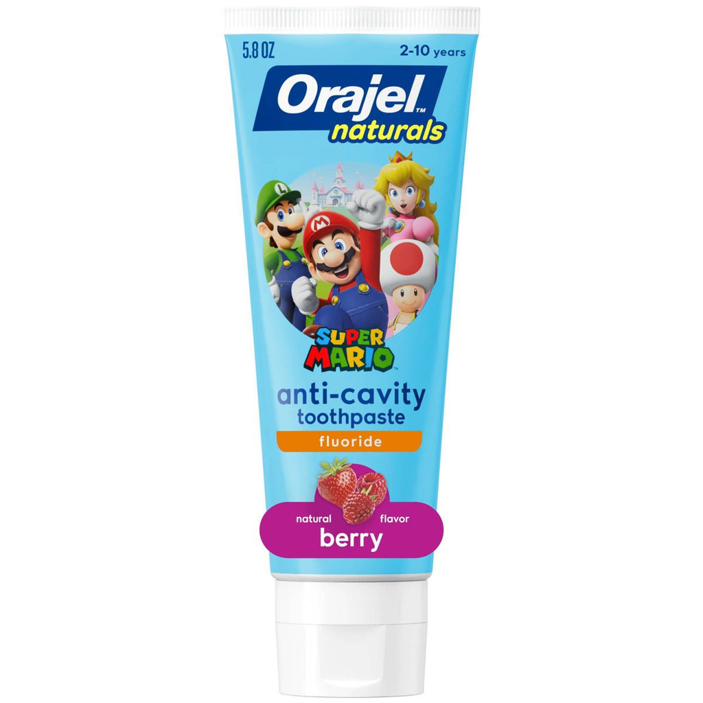 Orajel Naturals Kids Super Mario Anti-Cavity Fluoride Training Gel Toothpaste - Natural Berry - 5.8oz