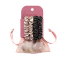 scünci | lüxe Mini Satin Ruched Scrunchies with Storage Bag - 6pcs: For All Hair Types, Includes Elastic