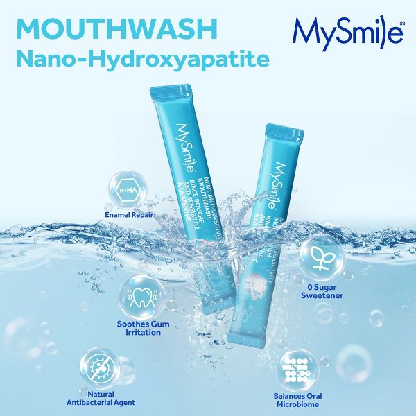 MySmile Nano-Hydroxyapatite Mouthwash for Sensitive Teeth, Fluoride-free, 30 Pack