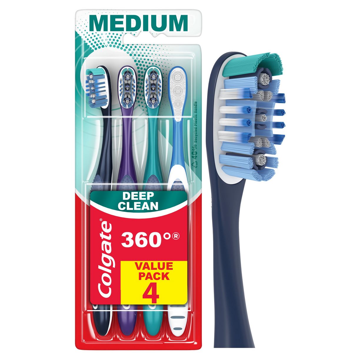 Colgate 360 Deep Clean Manual Toothbrush - Medium - 4ct