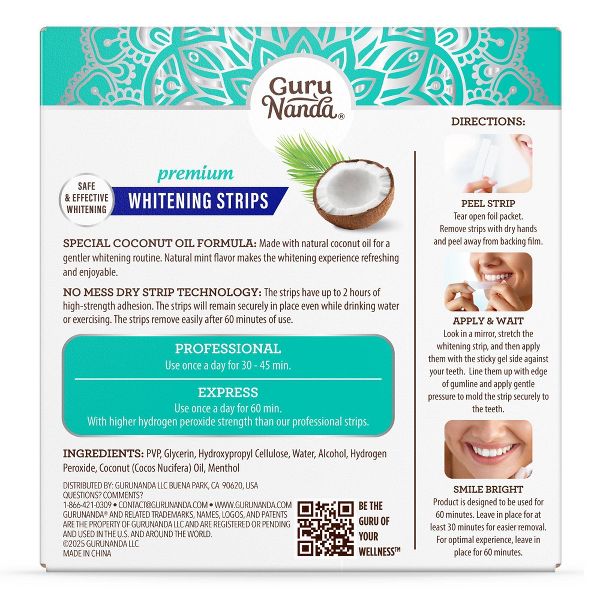 GuruNanda Premium 7 Day Treatment Whitening Strips - 14ct
