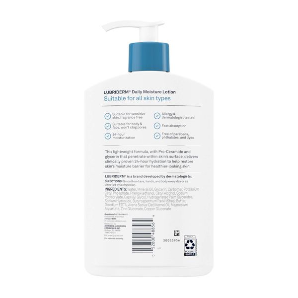 Lubriderm Daily Moisture Hydrating Body Lotion, Fragrance-Free, 16oz
