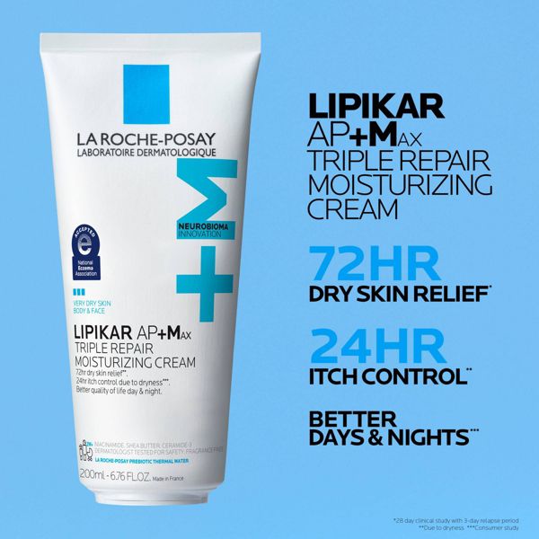 La Roche Posay Lipikar AP+M Triple Repair Body Moisturizing Cream Body and Face Moisturizer for Dry Skin with Shea Butter and Glycerin - 13.5 fl oz