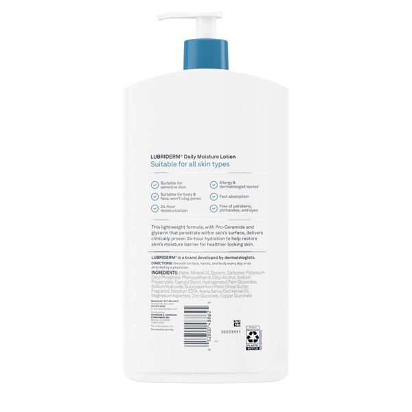 Lubriderm Daily Moisture Hydrating Body and Hand Lotion for Dry Skin with Pro Vitamin B5 - 24 fl oz