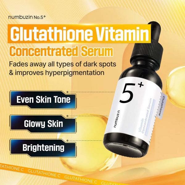 numbuzin No.5+ Glutathione Vitamin Concentrated Face Serum - Travel Size - 1.01 fl oz