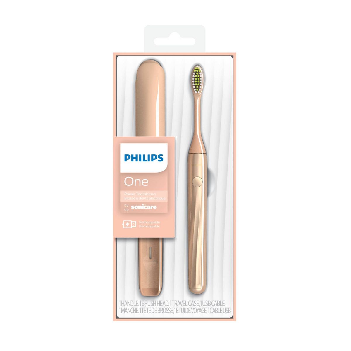 Philips One by Sonicare Rechargeable Electric Toothbrush Model HY1200/25 with Brush Head - Champagne