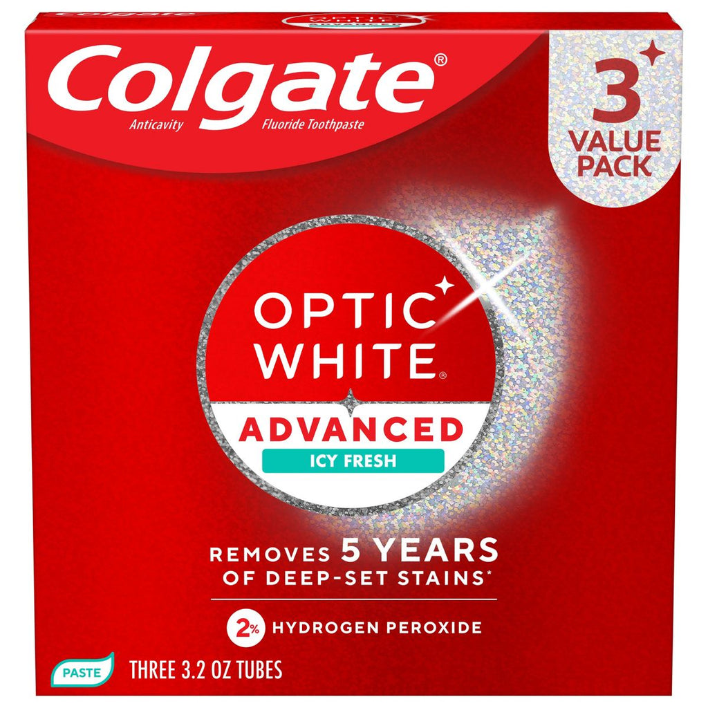 Colgate Optic White Advanced Icy Fresh Teeth Whitening Toothpaste - 3.2oz/3pk