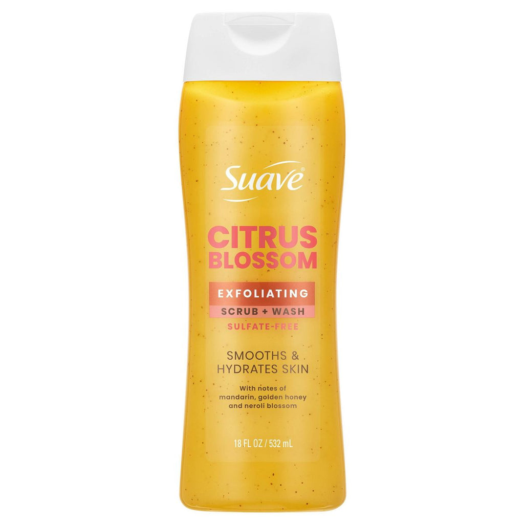 Suave Exfoliating Sulfate-Free Hydrating Body Wash and Scrub - Citrus Blossom - 18 fl oz