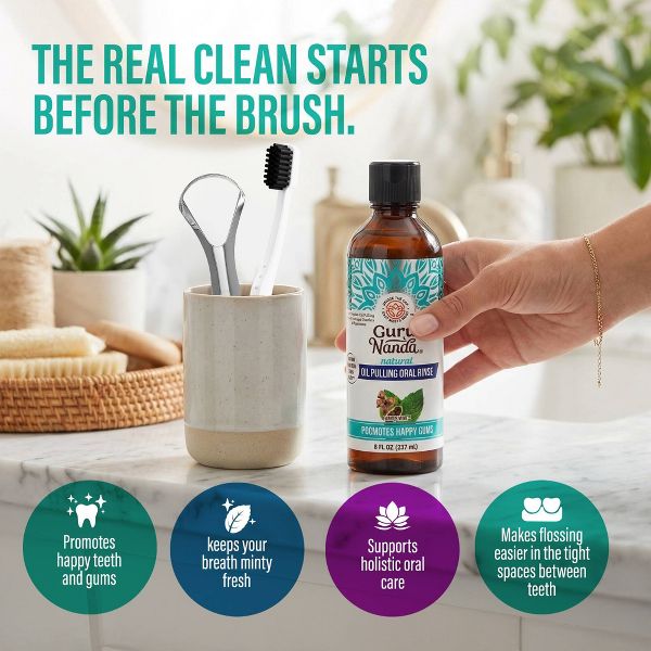 GuruNanda Oil Pulling - Farmed Mint - 8 fl oz