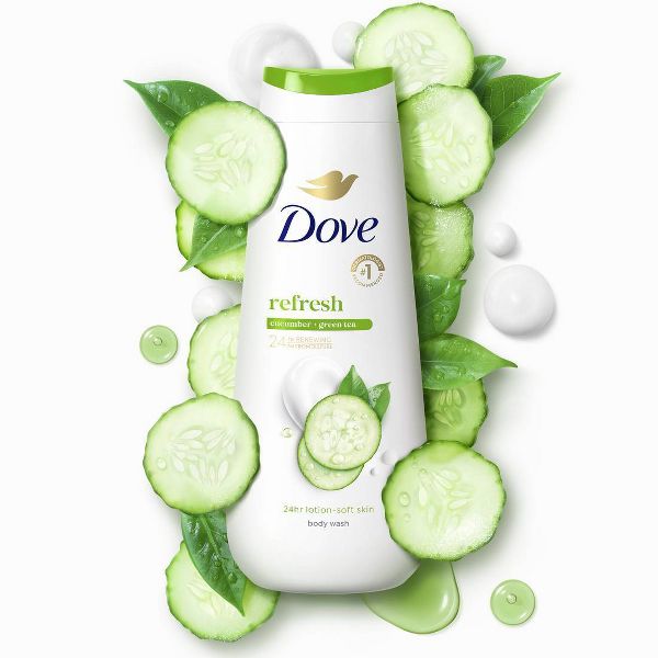 Dove Refresh Body Wash Cucumber & Green Tea 24hr Lotion-Soft Skin - 20 fl oz