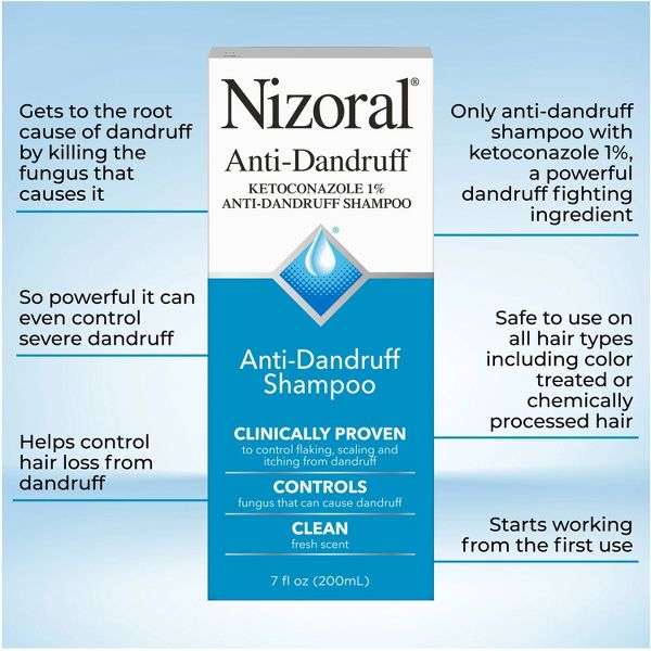 Nizoral Anti Dandruff Shampoo with 1% Ketoconazole, Clean Fresh Scent - 7 fl oz