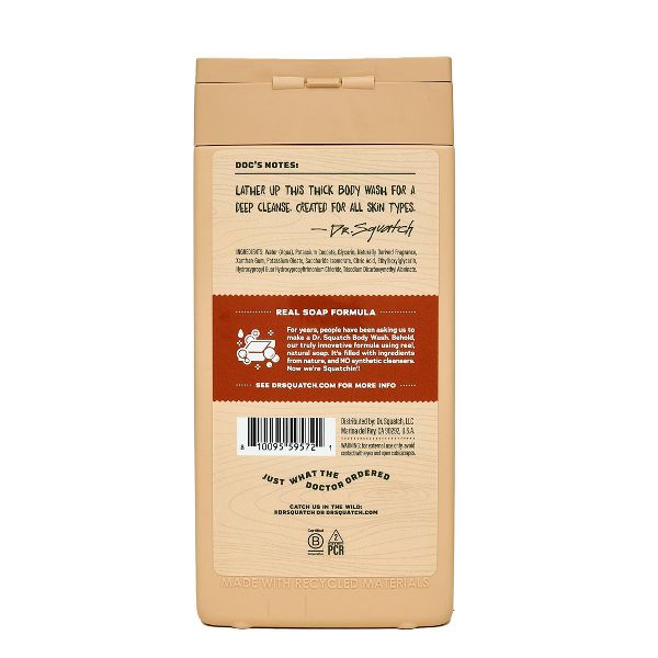 DR. SQUATCH Men's Natural Non-Exfoliating Body Wash - Wood Barrel Bourbon - 14 fl oz