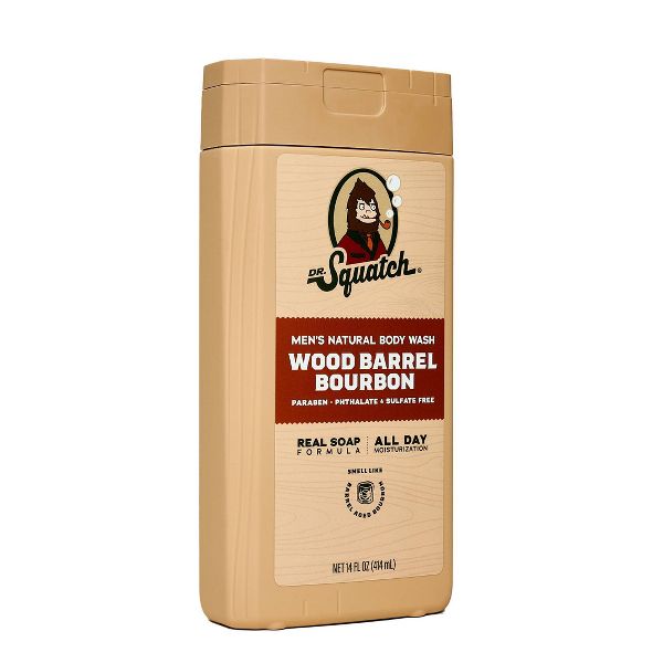 DR. SQUATCH Men's Natural Non-Exfoliating Body Wash - Wood Barrel Bourbon - 14 fl oz
