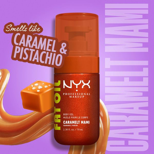 NYX Professional Makeup Fat Oil Body Oil with Vitamin E & Avocado Oil - Caramelt Mami - 0.68 fl oz