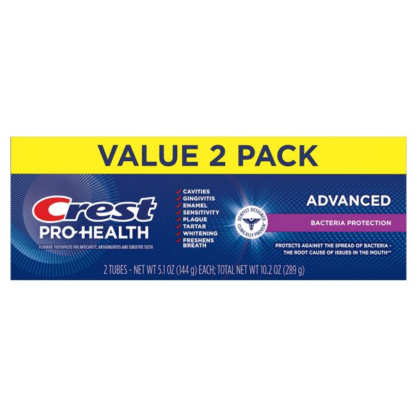 Crest Pro-Health Advanced Bacteria Protection Fluoride Toothpaste - 5.1oz/2pk
