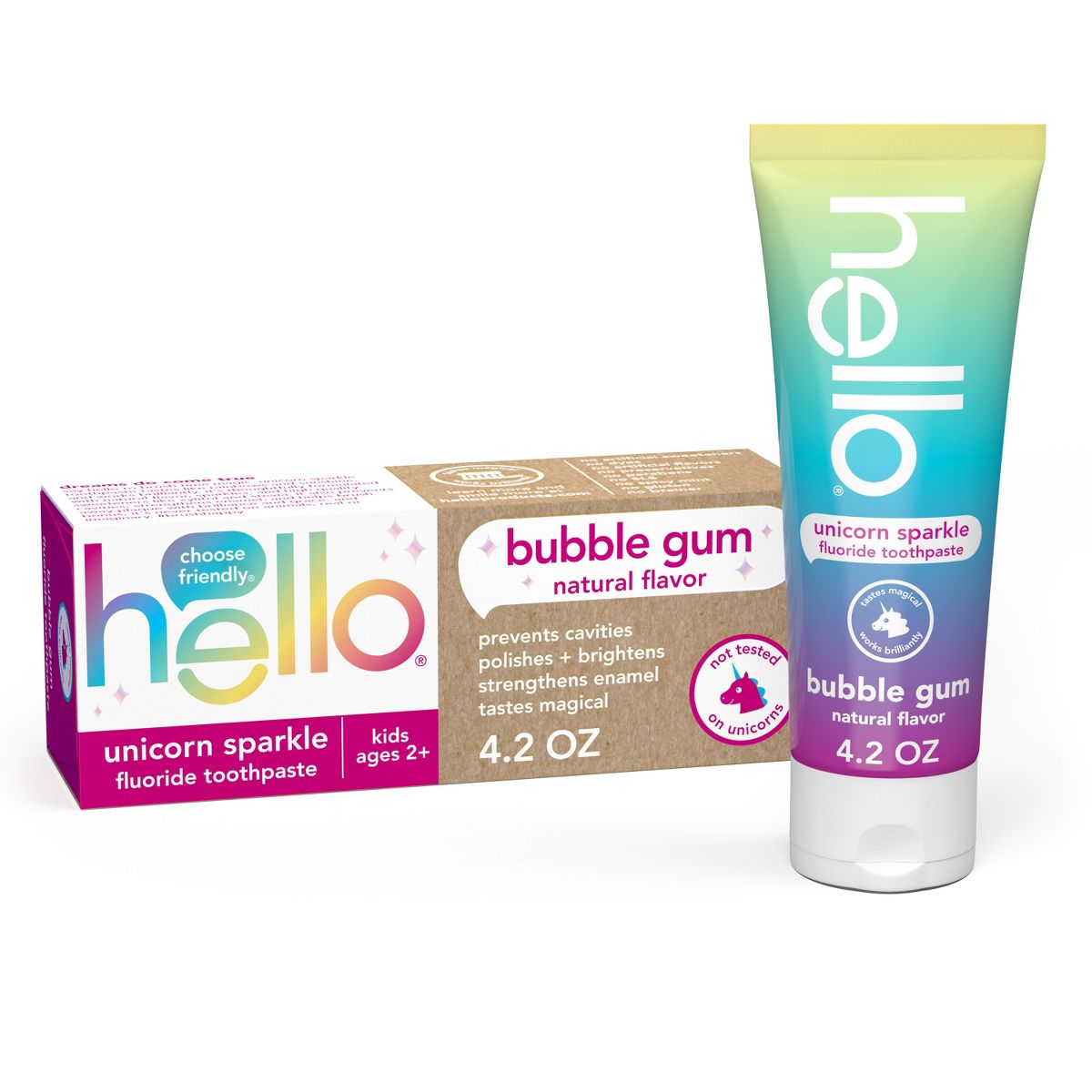 hello Kids' Unicorn Sparkle Bubble Gum Fluoride Toothpaste - 4.2oz