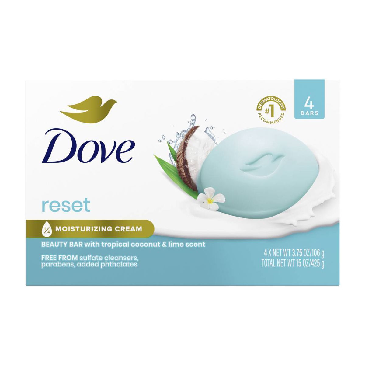 Dove Beauty Bar Soap - Reset Tropical Coconut & Lime - 3.75oz/4pk