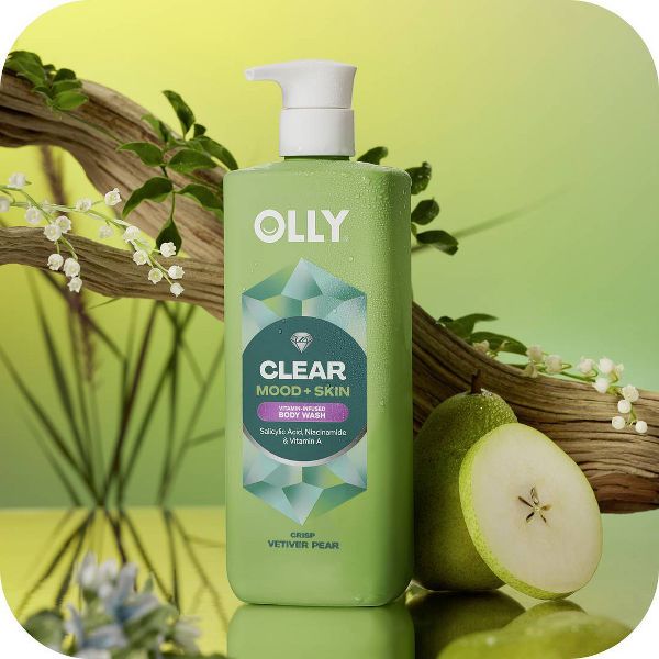 OLLY Clear Mood and Skin Vitamin-Infused Body Wash - Crisp Vetiver Pear - 17 fl oz