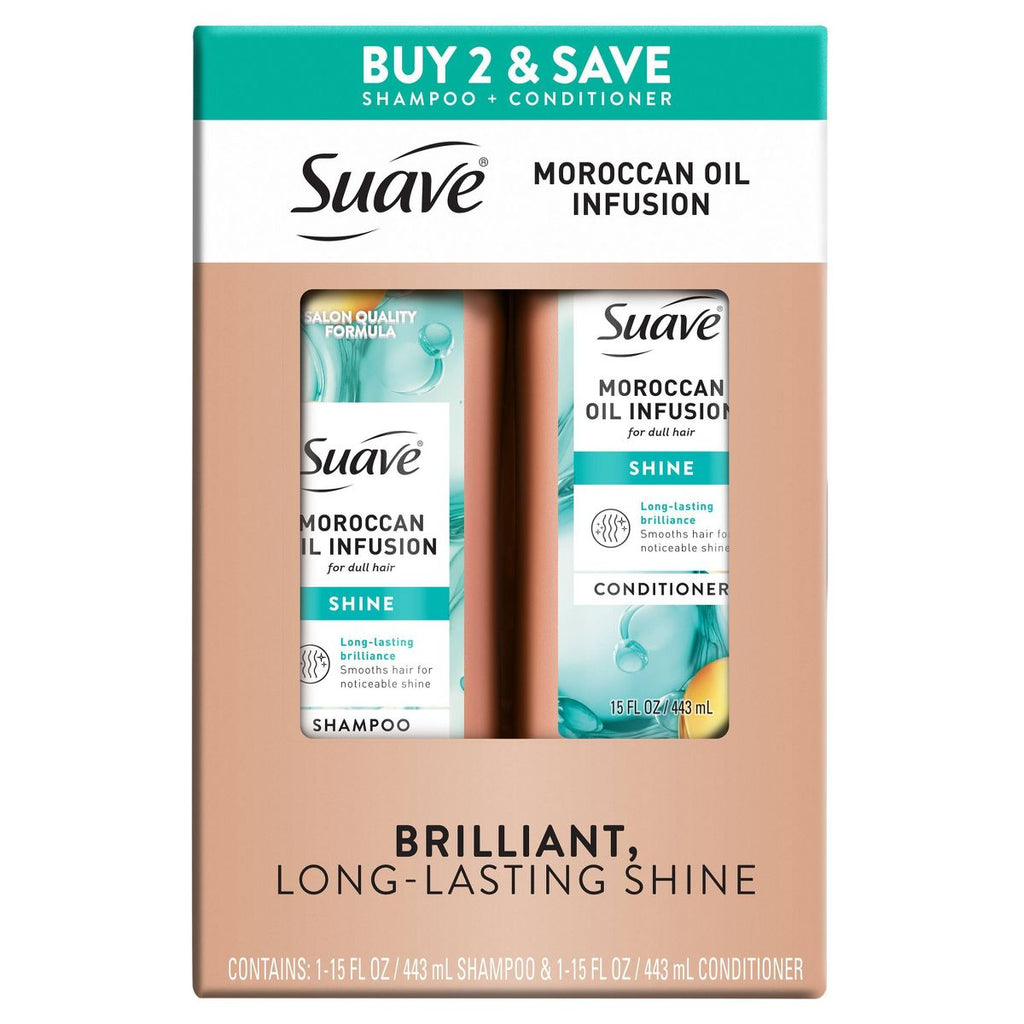 Suave Moroccan Oil Infusion Shine Shampoo and Conditioner - 2pk/30 fl oz