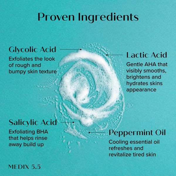Medix 5.5 Glycolic Acid + Lactic Acid Exfoliating Body Wash For KP Bumps & Skin Texture, 15 Fl Oz Two - 16 Oz