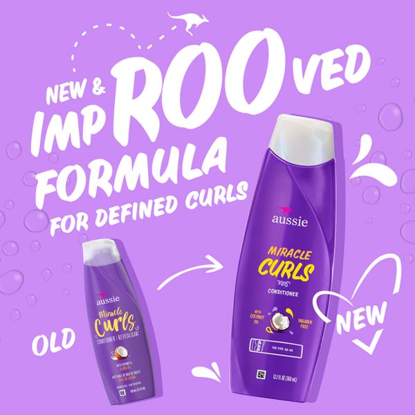 Aussie Paraben-Free Miracle Curls Conditioner with Coconut & Jojoba Oil For Curly Hair - 12.1 fl oz