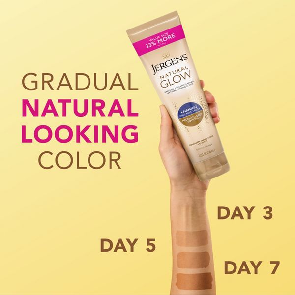 Jergens Natural Glow Self Tanner Skin Firming Gradual Tanning Lotion - Fair to Medium - 10 fl oz