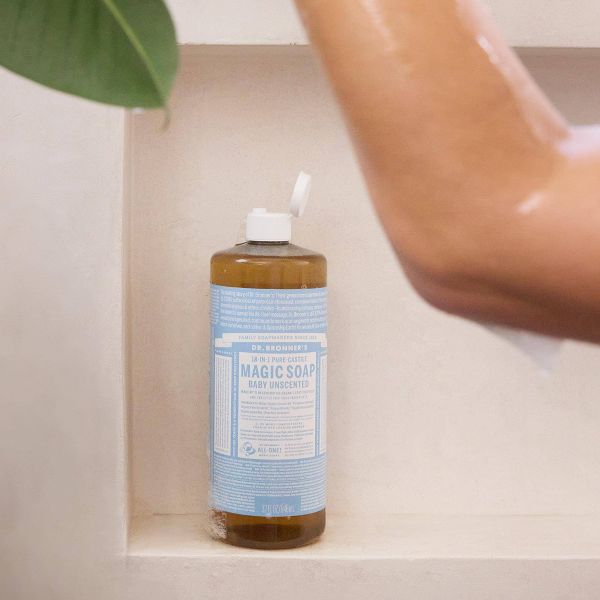 Dr. Bronner's Magic Pure Castile Liquid Soap Bodywash - Baby Unscented - 32 fl oz