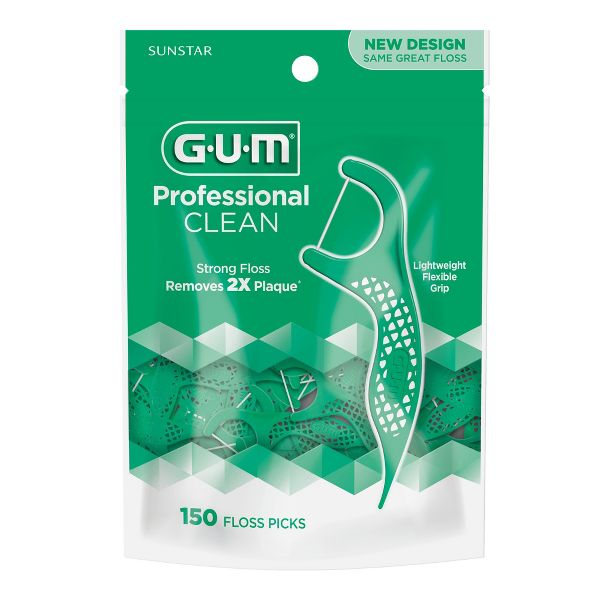 GUM Extra Strong Shred-Resistant and Easy Grip Handle Professional Clean Floss Picks - 150ct/4pk