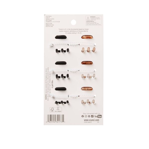 scünci No-Slip Grip Mini Claw Clips - Matte Tortoise/Black - All Hair - 6pcs