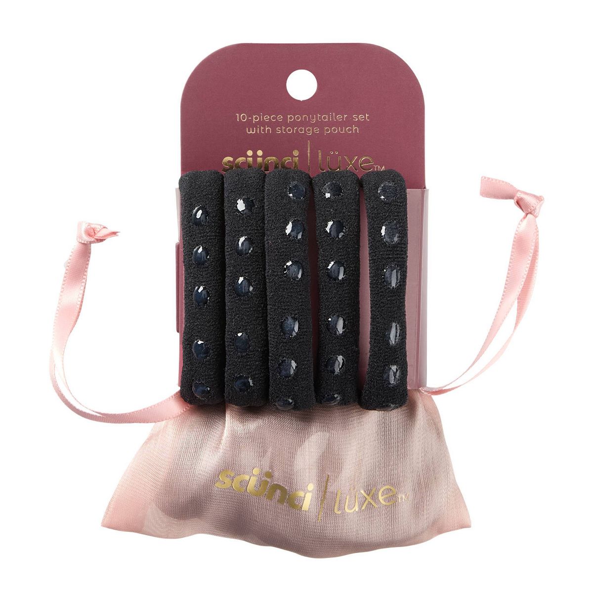 scünci | lüxe No-Slip Grip Active Hosiery Ponytailers with Storage Bag - All Hair - 10pcs: Spandex, Elastic, Hair Styling