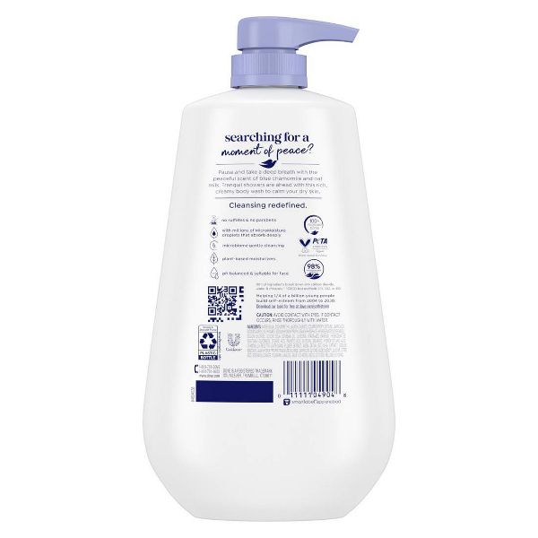 Dove Beauty Anti-Stress Body Wash Pump - Blue Chamomile & Oat Milk 24hr Lotion-Soft Skin - 30.6 fl oz